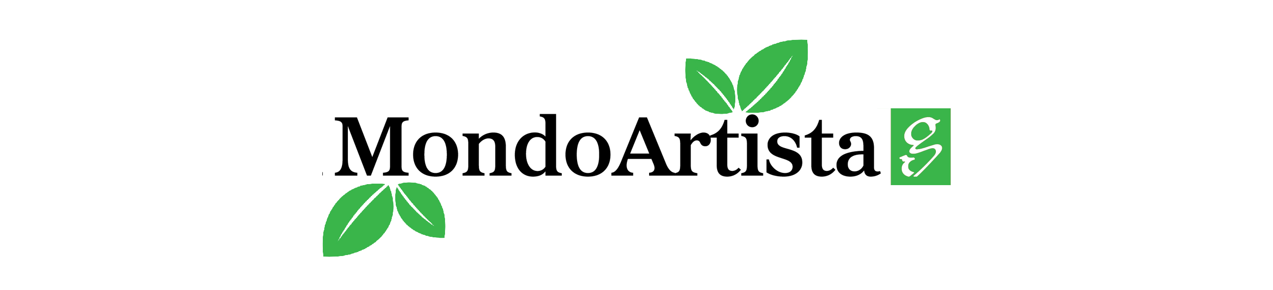 Immagine che mostra il logo Mondo Artista con decorazione botanica