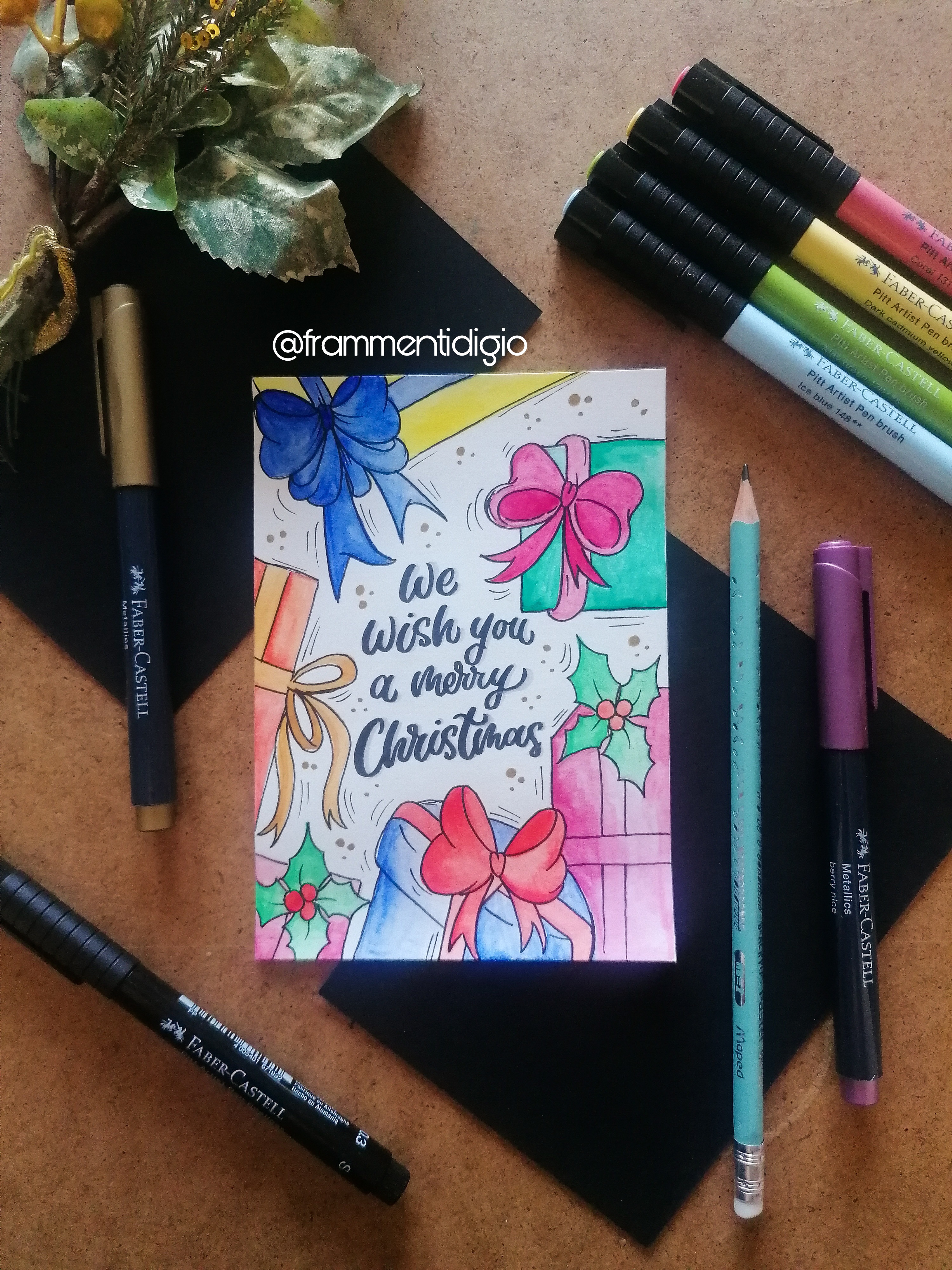 Immagine che mostra la cartolina con lettering